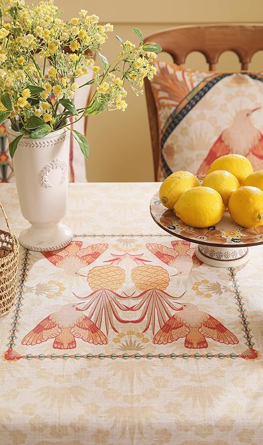 patdrea Designer Extra Long Rectangle Linen Table Cloth, Vintage Anti-Wrinkle - Image 8
