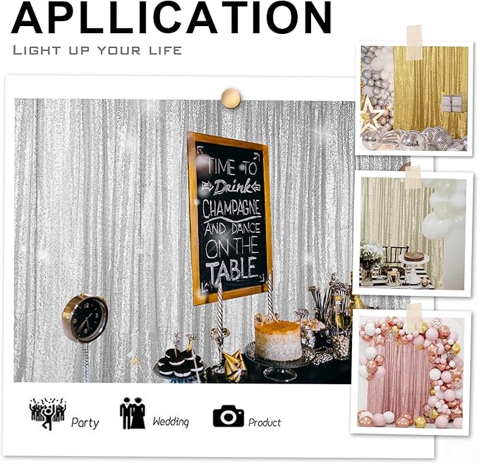 Hahuho Lavender Sequin Backdrop Curtain, Party Decoration（2 Panels, 2FT x 8FT - Image 6