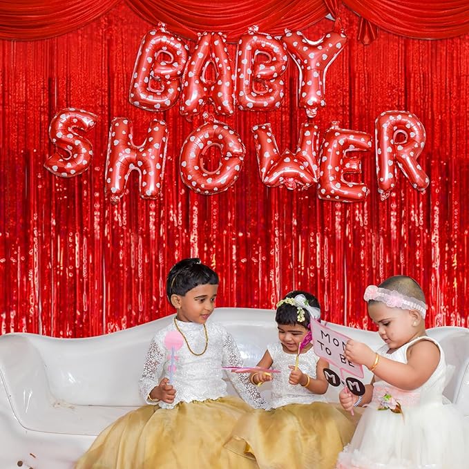 20 Pack Red Streamers Party Backdrop Christmas Decorations Foil Fringe Backdrop - Image 6