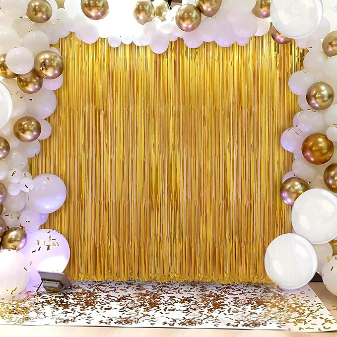 6 Pack Gold Foil Fringe Curtains Streamers Party Decorations 3.3 x 8.2 ft - Image 3