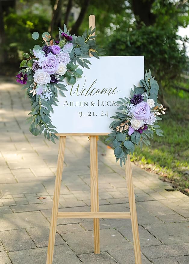 Artificial Lilac Wedding Arch Flowers Swags Set of 2 - Image 9