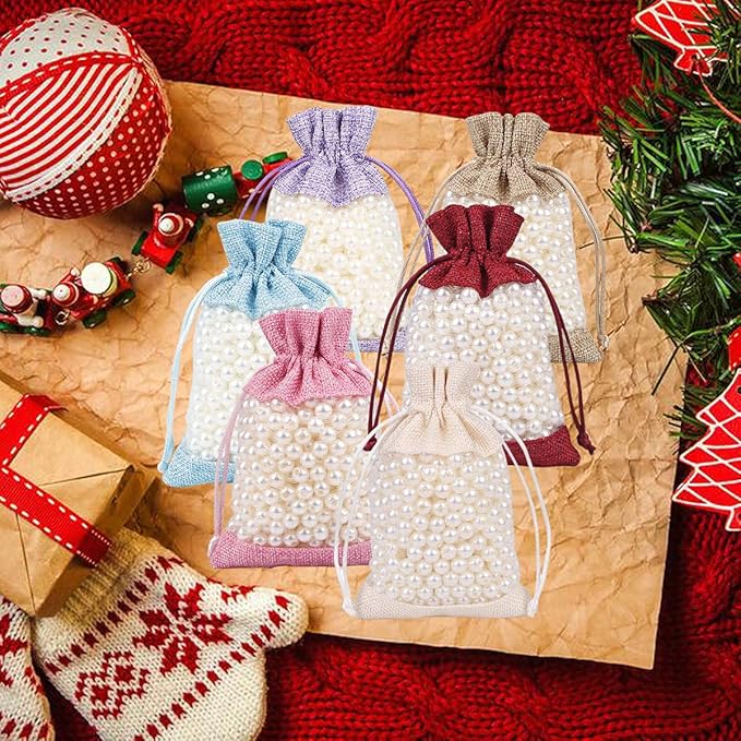 50 Pcs Burlap Bags with Drawstring, 3.9"x5.5" Gift Bags Jewelry Pouch Bags - Image 7