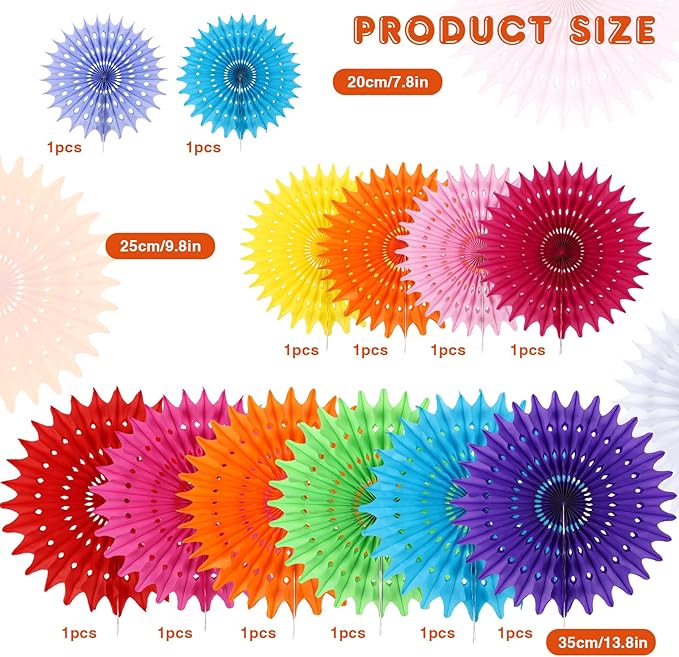 BestoFun 12PCS Paper Fans Mexican Party Decorations Tissue Paper Flowers - Image 3