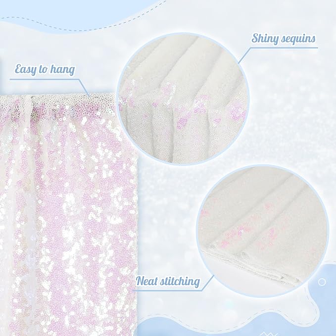 PartyDelight Sequin Backdrop Curtains Iridescent 2 Panels 5Ft x 10Ft Photograph - Image 2