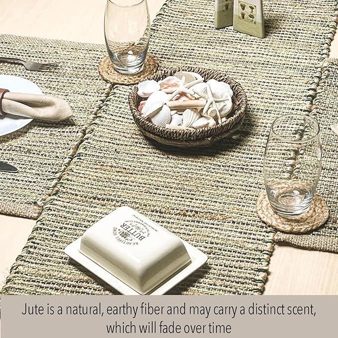 Chardin home Natural Jute Table Runner 13x90 Inch – Vintage Boho Rustic Table - Image 2