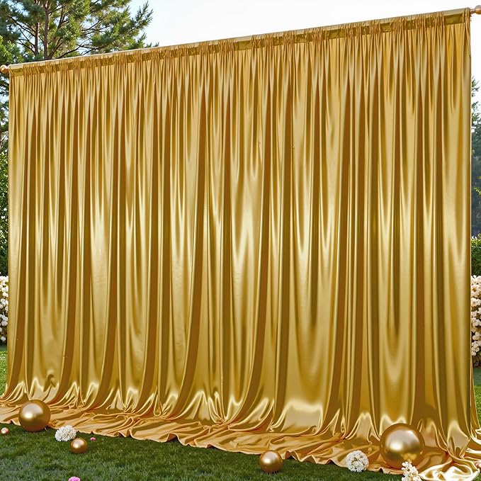 Dark Gold Glitter Backdrop Curtain by Shillance