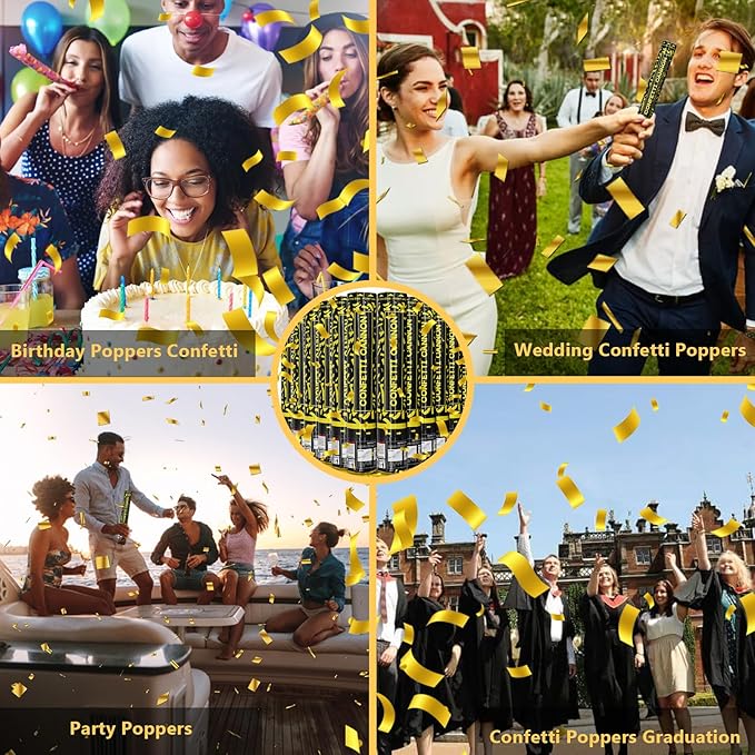 Gold Confetti Cannons 12 Pack - Image 6