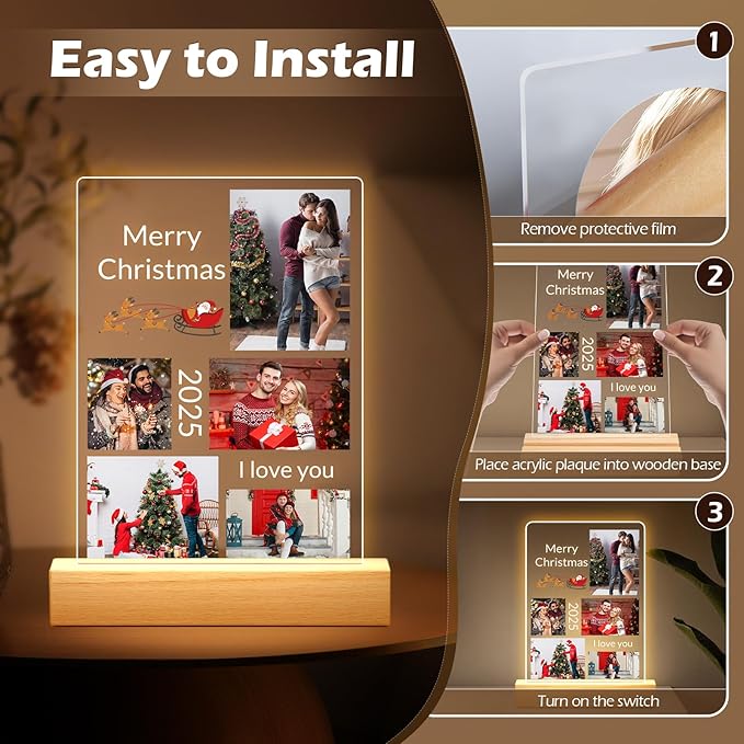 Custom Picture Frames with Photo, Personalized Photo Frame with Night Light - Image 4