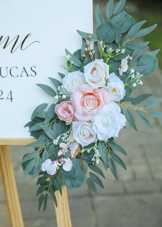 Artificial Blush Pink Wedding Arch Flower Swags Set of 2 - Image 4