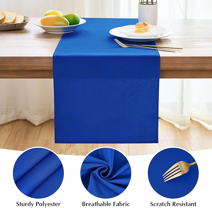 2 Pack Blue Small Short Table Runner 12 x 48 Inch Solid Color Runners Coffee - Image 4
