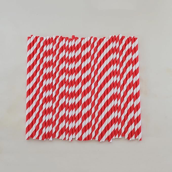 Disposable Red White Paper Straws - Image 4