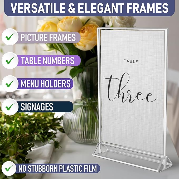 Silver Picture Frames Double-Sided, Menu Holders, Photo Displays - Image 6