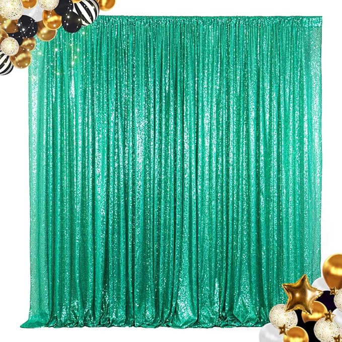 ShiDianYi 8 X 8, Ready to Dispatch, Mint Green Sequin Backdrops Photo Booth by ShiDianYi