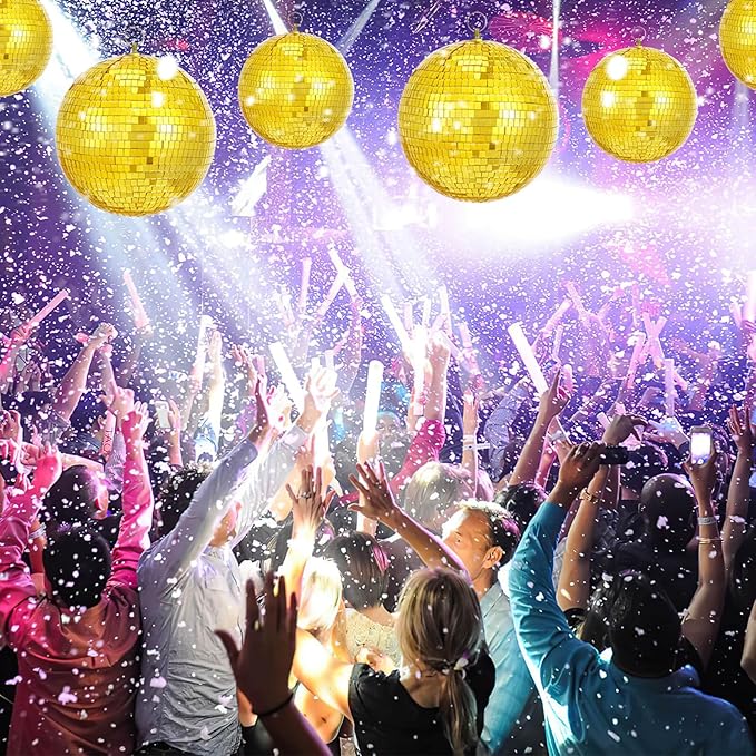 Gold Mirror Disco Ball Hanging: 6 Inches Reflective Ball - Image 2