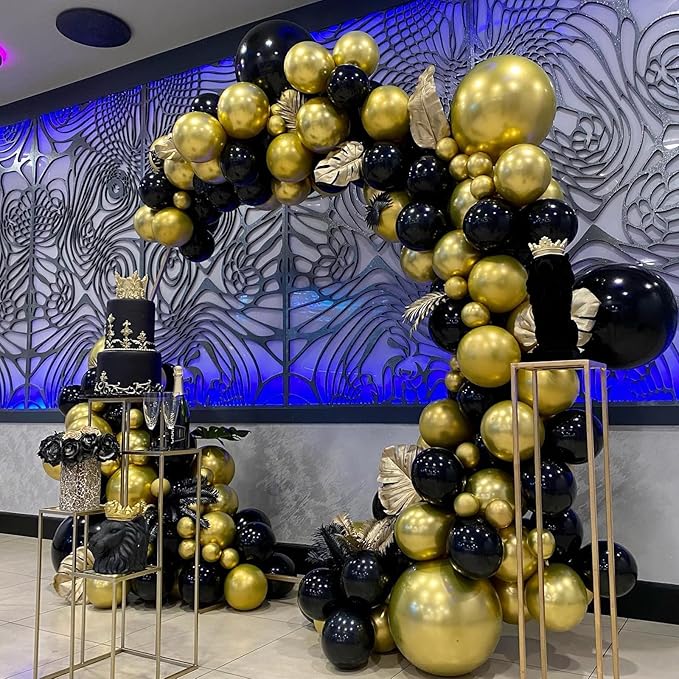 Black and Gold Balloons Arch Garland Kit - Image 4