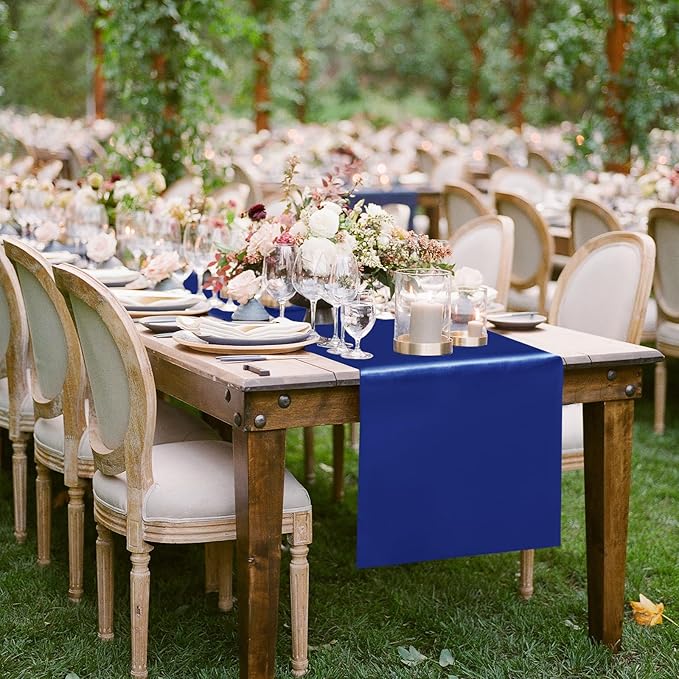 10 Pack Satin Table Runner 12 x 108 Inch Long Navy Silk Table Runner - Image 3