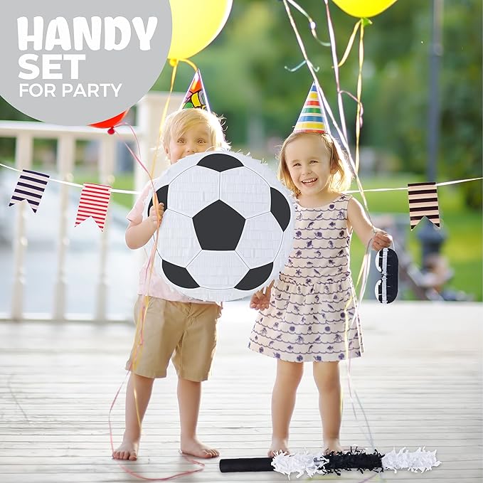 New Soccer Pinata Bundle with a Blindfold and Bat, Soccer Ball Pinata - Image 5