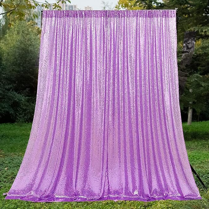 Lavender Sequin Backdrop Curtains 1 Panel 10FTx10FT Glitter Lavender Photo - Image 9