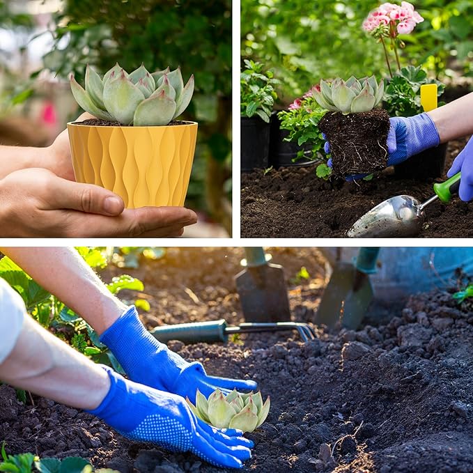 4 Inch Small Pots for Plants, 12 Pack Waffle Texture Small Plant Pots for - Image 5