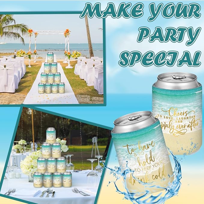 50 Pieces Beach Theme Wedding Can Cooler Bulk Engagement Party Favors - Image 4