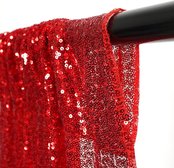 4Pcs 2Ft x 8Ft Red Sequin Backdrop Curtains, Glitter Photography Background - Image 4