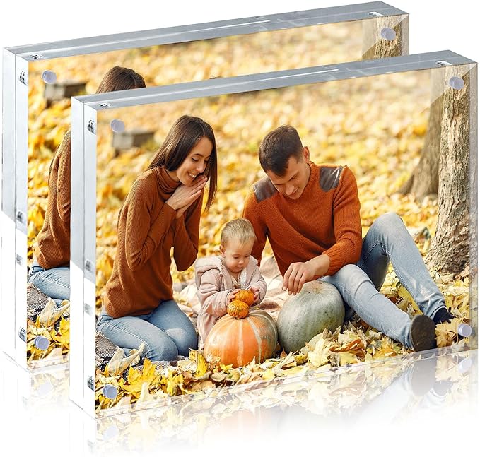 JOHOUSE 2 Pack 5 x 7 Acrylic Picture Frames, Double Sided Magnetic Photo Frames by JOHOUSE