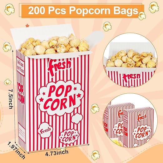 Dualshine 200 Pack Popcorn Boxes, 1.25 oz Paper Popcorn Containers - Image 6
