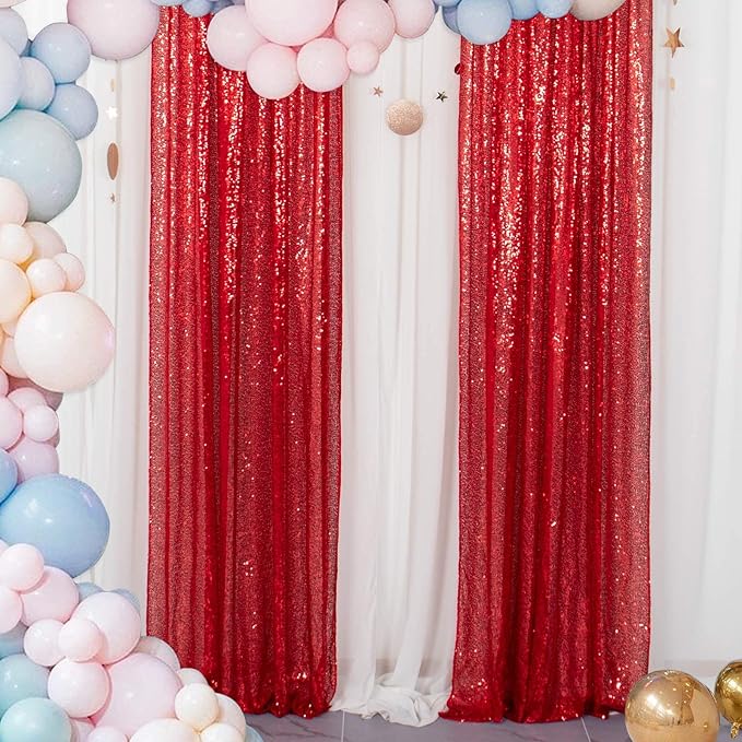 ShinyBeauty Sequin Backdrop Curtain 2 Panels 2FTx8FT Photo Background Glitter by ShinyBeauty