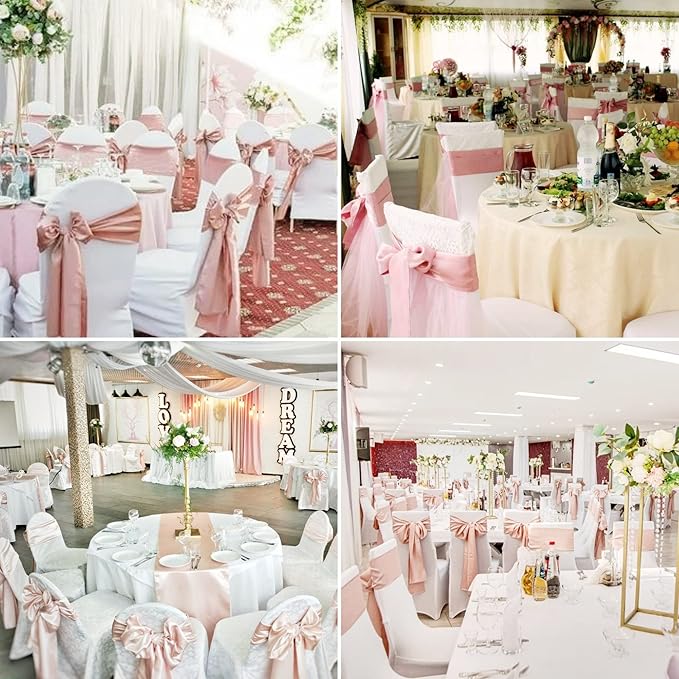 100 PCS Satin Chair Sashes Decorative Bow Chair Ribbon Bows Chairs Cover Band - Image 3