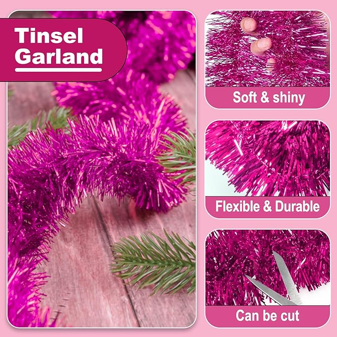 25 Feet Metallic Twist Tinsel Garland Backdrop - Image 3