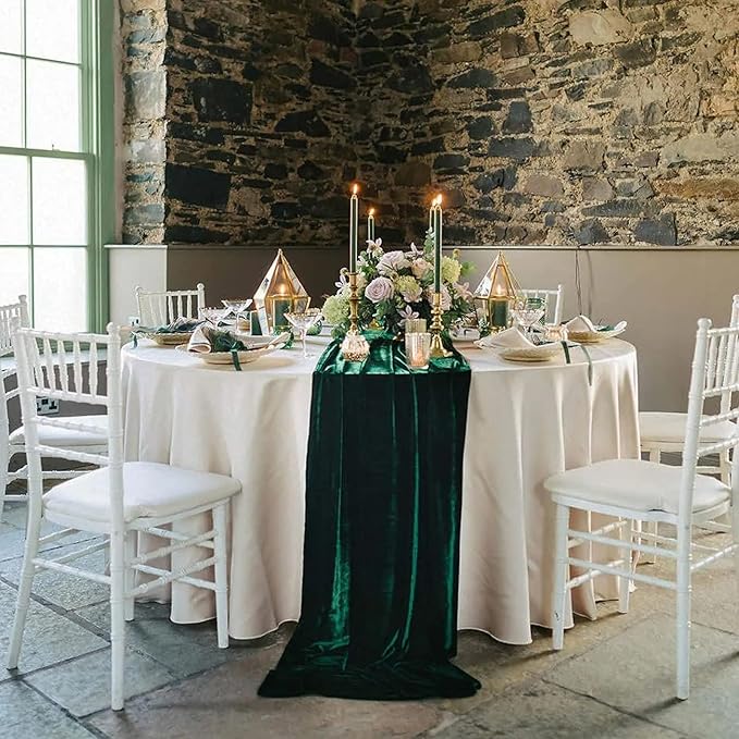 Luxurious Velvet Table Runner, 10ft Wedding Reception Decorations, 20x120inch - Image 2