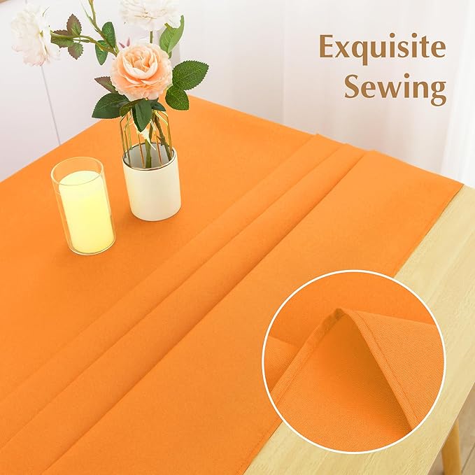 2 Pack Square Table Cloth 48X48 Inch Orange Washable Fabric Tablecloth - Image 3