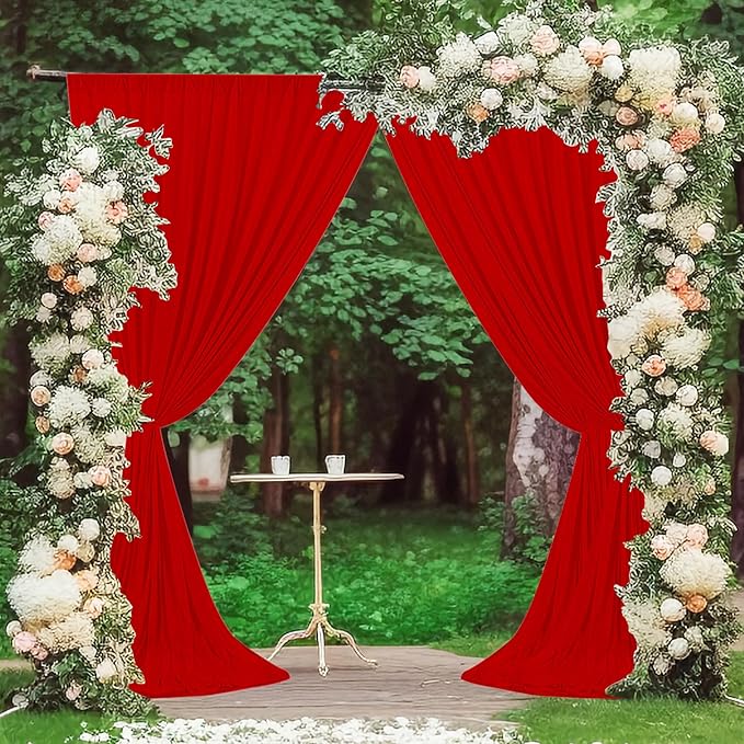 MEETSKY Red Backdrop Curtains for Party Valentine's Day Arch Stage Wedding by MEETSKY