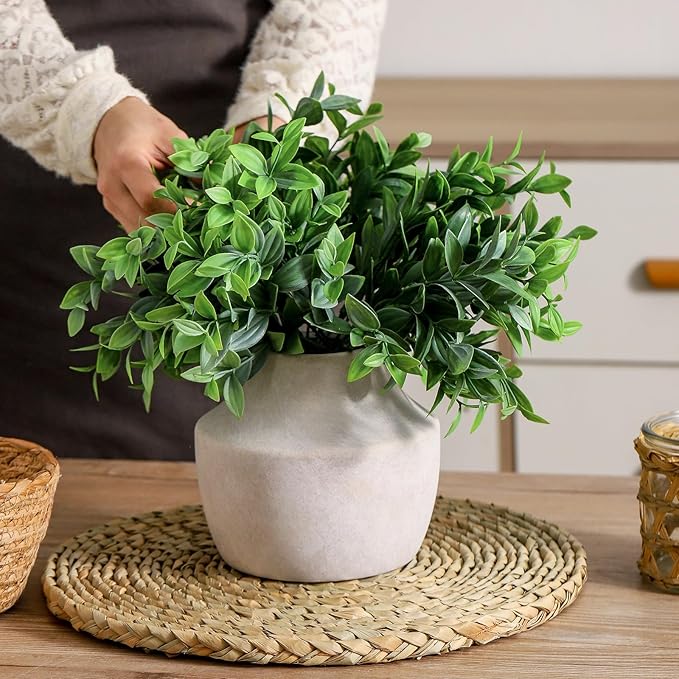 Mitt&Ditt Ceramic Flower Vase, 5.3 inch Off-White Farmhouse Rustic Vase - Image 8