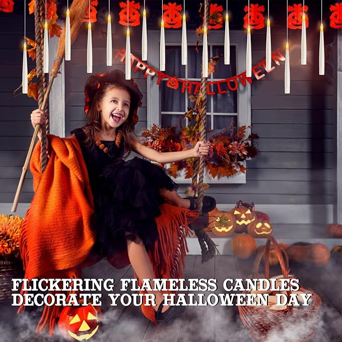 Floating Candles with Wand Remote, Flickering Warmer Light Flameless LED - Image 7