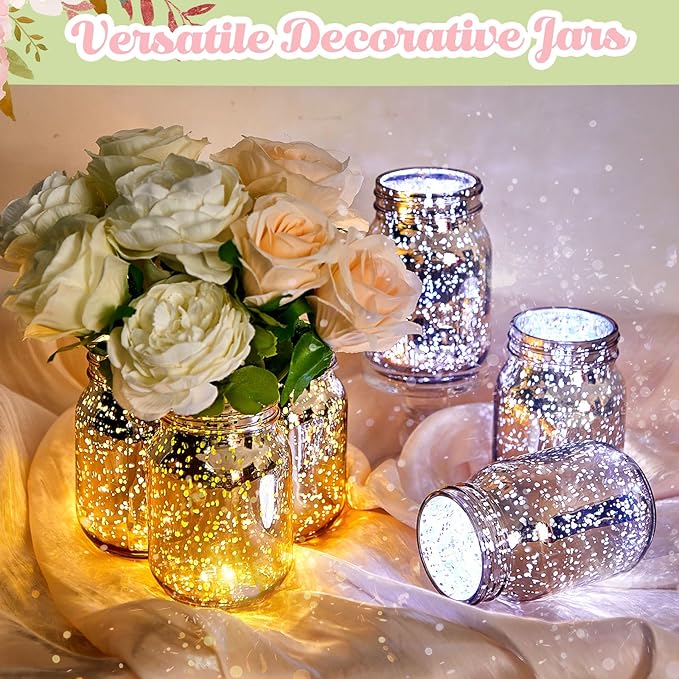 Layhit 6 Pcs Painted Mason Jars Colored Painted Mason Jars Centerpiece - Image 4