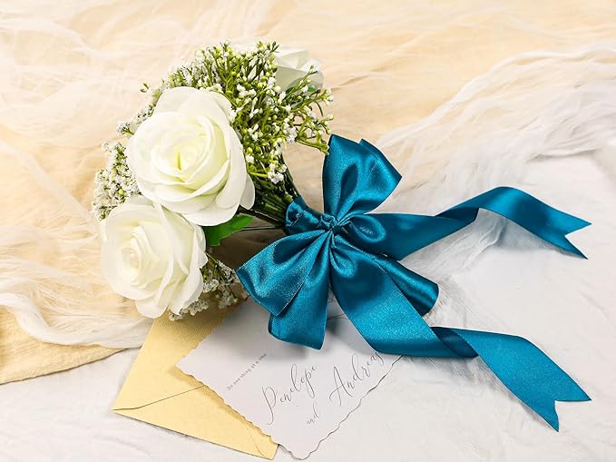Turquoise Satin Ribbon 1-1/2 inch X Continuous 100 Yards, Single Face Polyester - Image 6