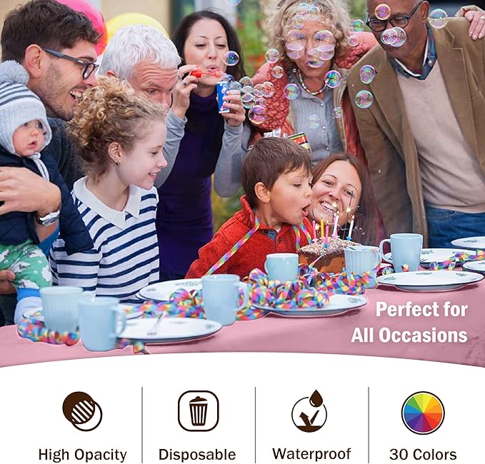 Party Solids Pack Of 12 Premium Plastic Tablecloth 54 Inch x 108 Inch Rectangle - Image 5