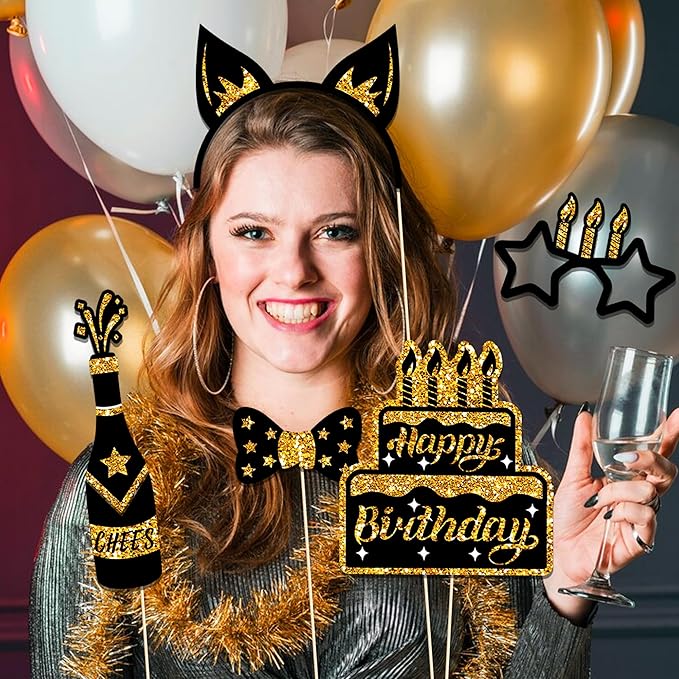 36 PCS Birthday Photo Booth Props Party Supplies Holiday Picture Decorations - Image 6