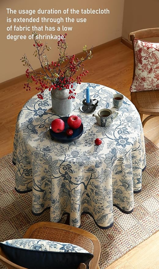ISAENNE Designer French Linen Small Round Tablecloth, Durable Home Decor - Image 7