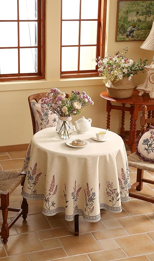 ISAENNE French Tablecloth for Round Tables, Linen Table Cloth - Image 7
