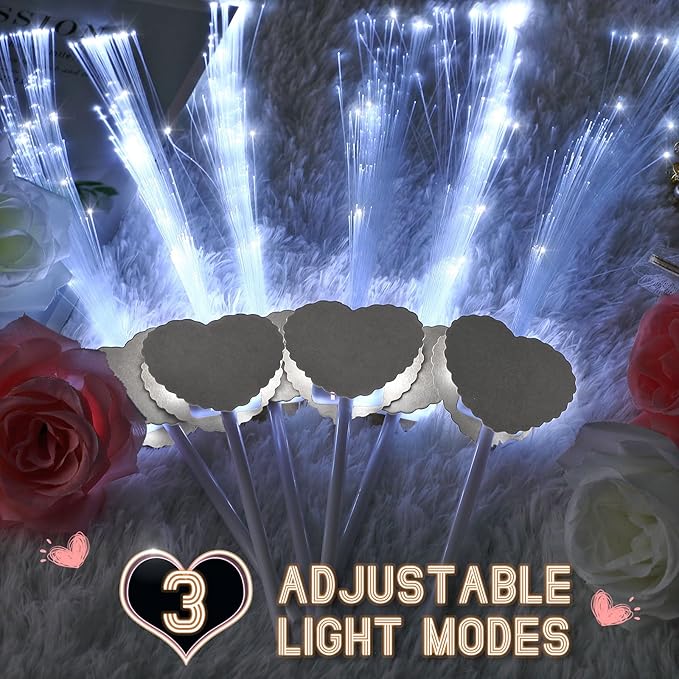 50 Pcs Wedding Sparklers Heart Shaped LED Glow Sticks Fiber Optic Wands Light - Image 4