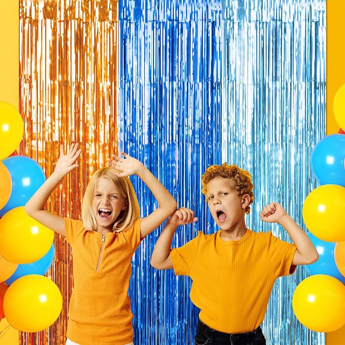 3 Pack 3.3X6.6Ft Blue Dog Foil Fringe Curtains Backdrop Decorations - Image 3