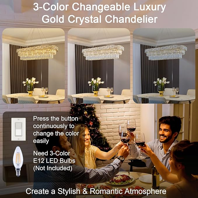 Crystal Chandeliers, 49.2" 18-Light Gold Chandelier - Image 6