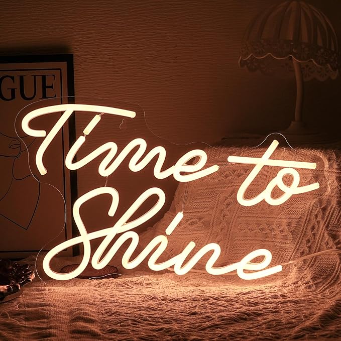 Time To Shine Neon Sign Warm White Led Sign Neon Lights by LISIGNVE