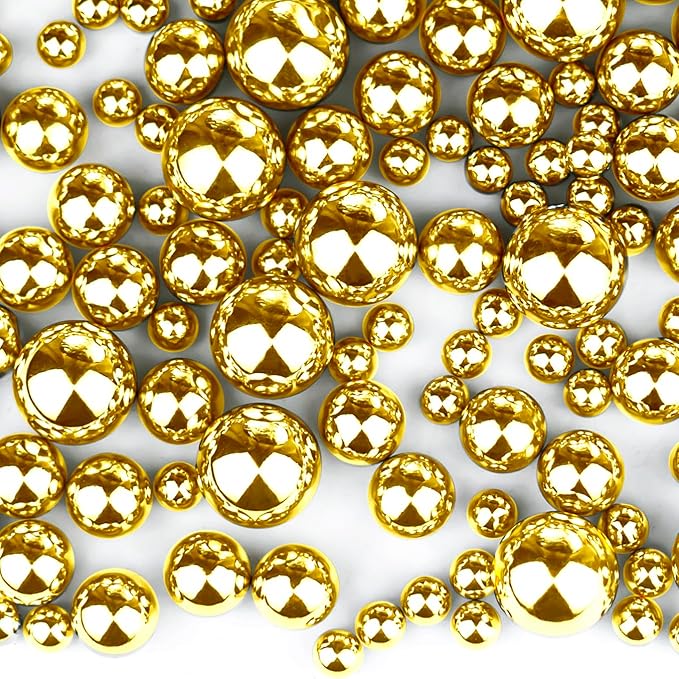 300Pcs Brightgold Polished No Hole Faux Pearl Beads by Cusmation
