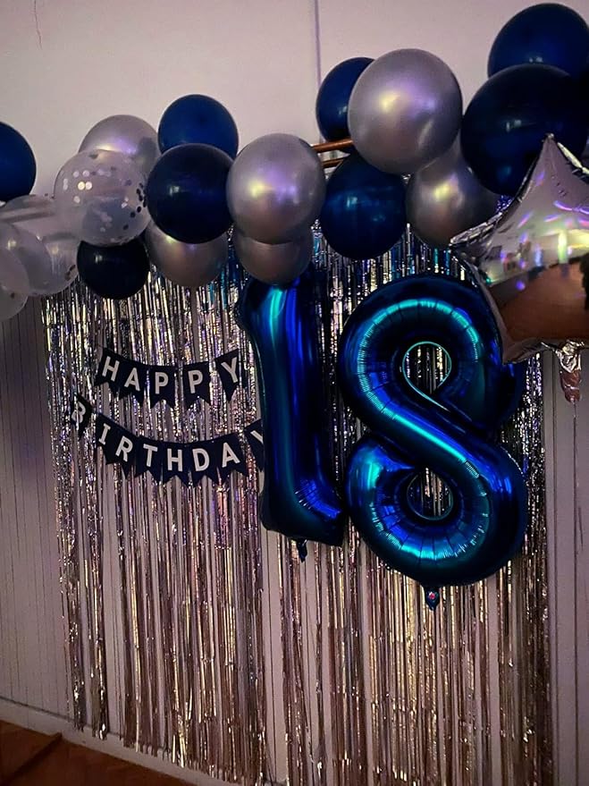 Night Blue Foil Number 8 Balloon 40 Inch, Helium Mylar Eight Number 8 18 28 38 - Image 6