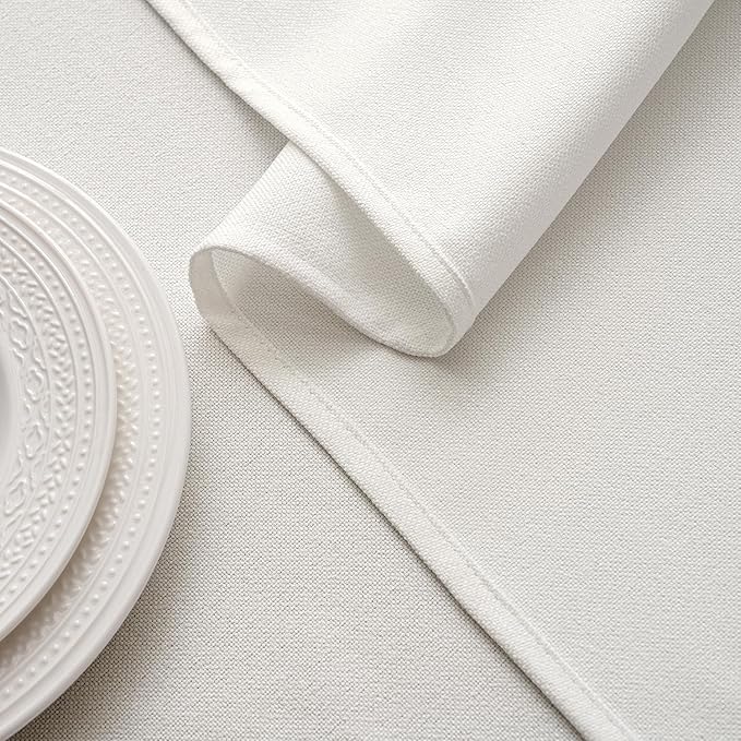 MIULEE White Linen Tablecloth 60x84 Inch Rectangle Table Cloth Waterproof - Image 3