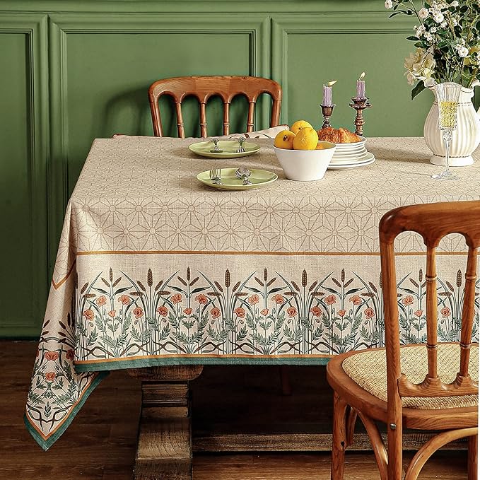 patdrea Designer Linen Rectangle Table Cloth, Vintage Anti-Wrinkle Durable - Image 9