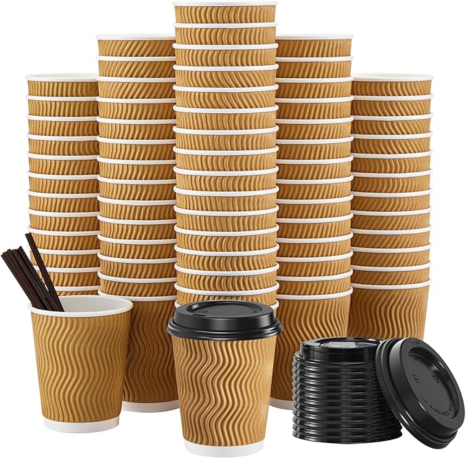 SIUQ 90 Pack - 8 oz Disposable Coffee Cups by SIUQ